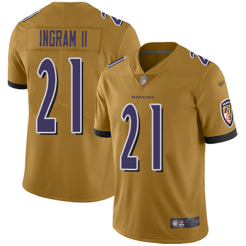 Baltimore Ravens Limited Gold Men Mark Ingram II Jersey NFL Football #21 Inverted Legend